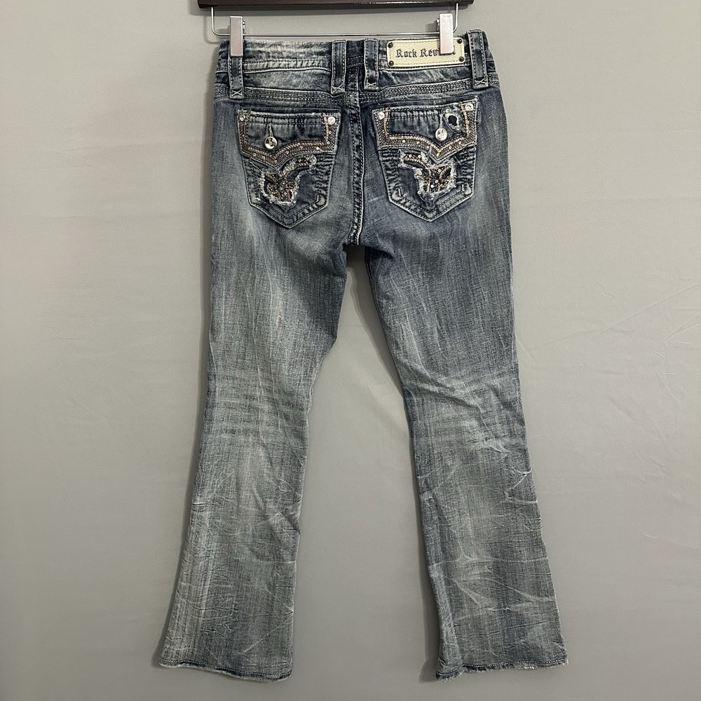 Rock Revival Low Rise Y2K Jeans Size 26 (fits 28x28.5) Betty Boot Rhinestones - Picture 4 of 12